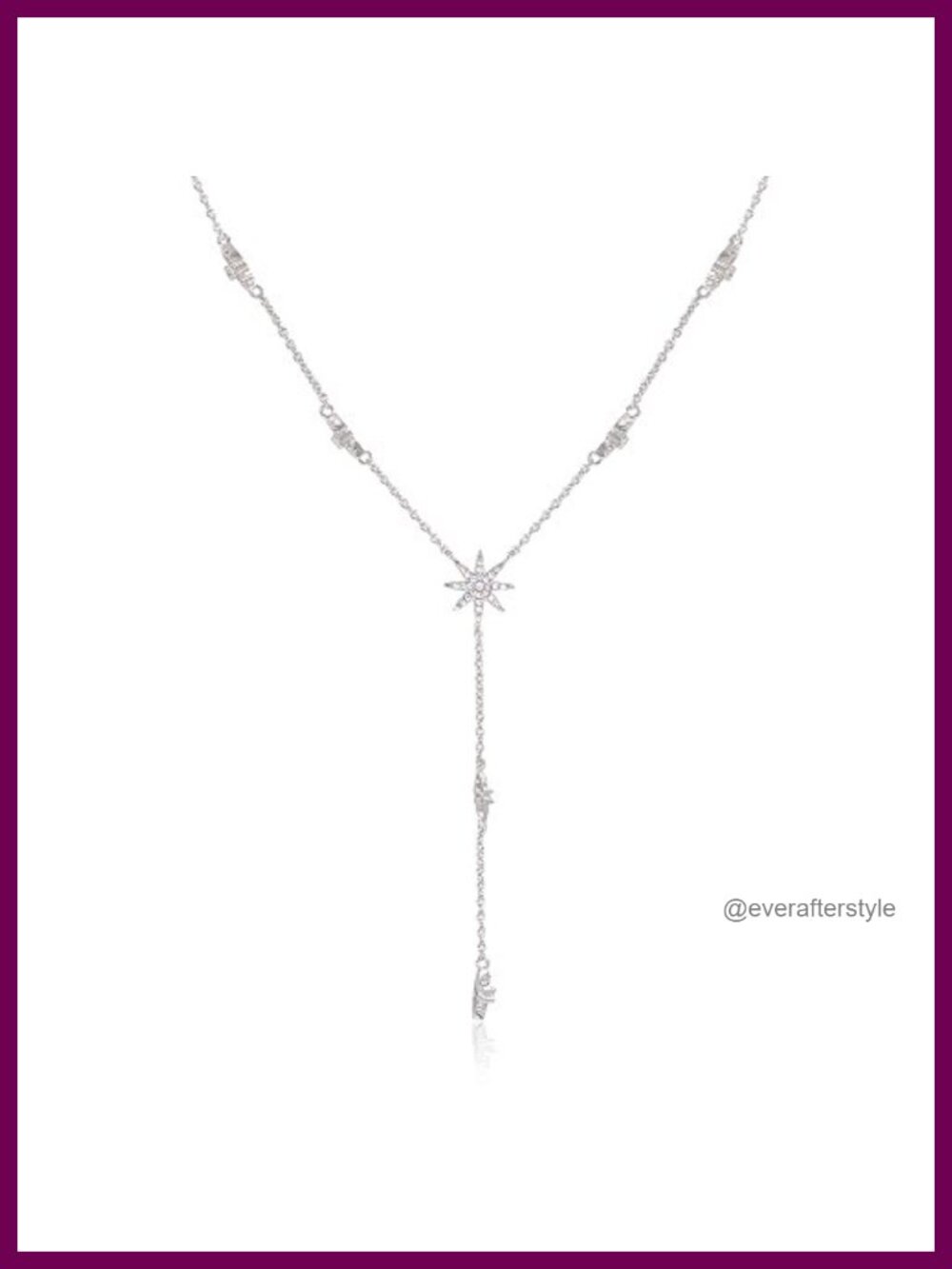 14K Rose Gold Plated Star Drop Y-Shaped Lariat Necklace Hypoallergenic